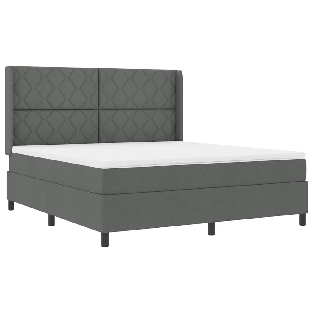 Boxspringbed met kussen Donkergrijs 200 x 180 cm Stof