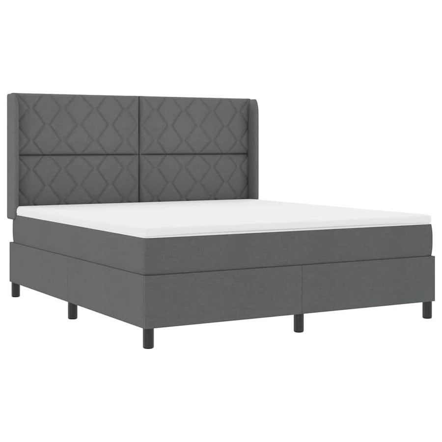 Boxspringbed met kussen Donkergrijs 200 x 180 cm Stof