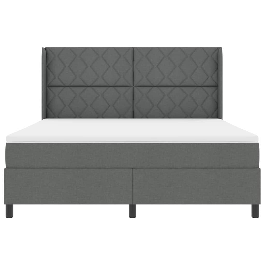 Boxspringbed met kussen Donkergrijs 200 x 180 cm Stof