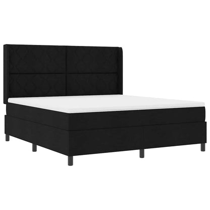 Boxspringbed met kussen met hoofdeinde Zwart 200 x 180 cm Stof
