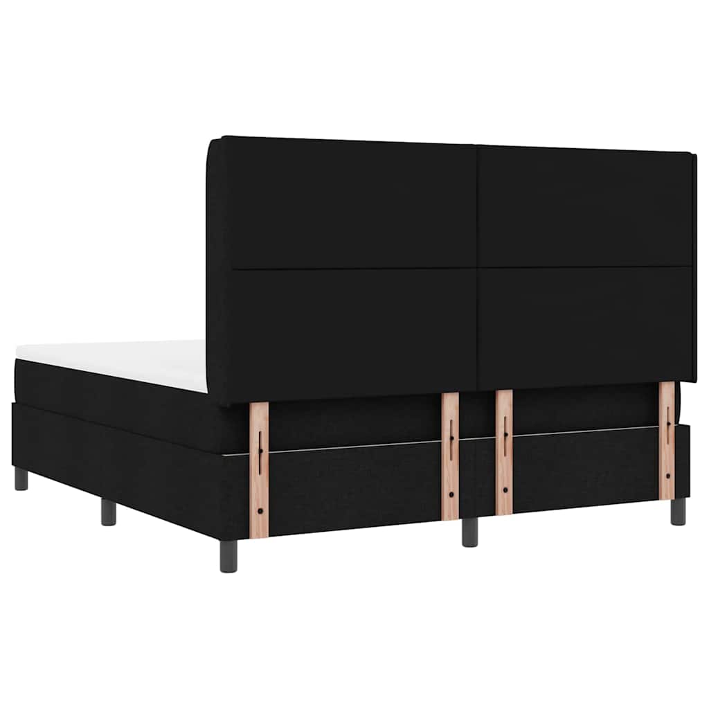Boxspringbed met kussen met hoofdeinde Zwart 200 x 180 cm Stof