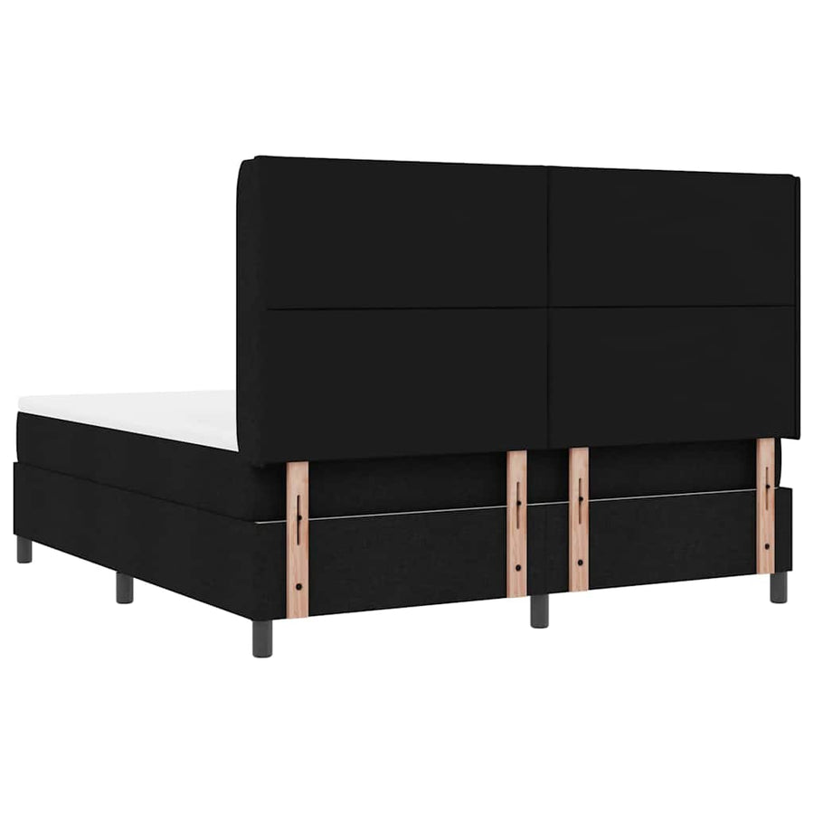 Boxspringbed met kussen met hoofdeinde Zwart 200 x 180 cm Stof