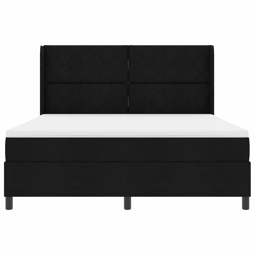 Boxspringbed met kussen met hoofdeinde Zwart 200 x 180 cm Stof
