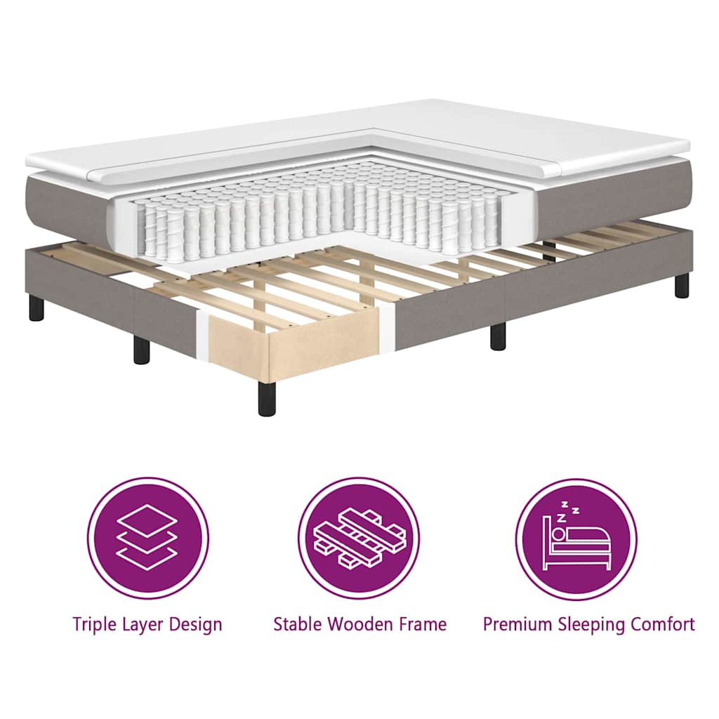 Boxspringbed met kussen met hoofdeinde Taupe 200 x 180 cm Stof