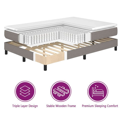 Boxspringbed met kussen met hoofdeinde Taupe 200 x 180 cm Stof