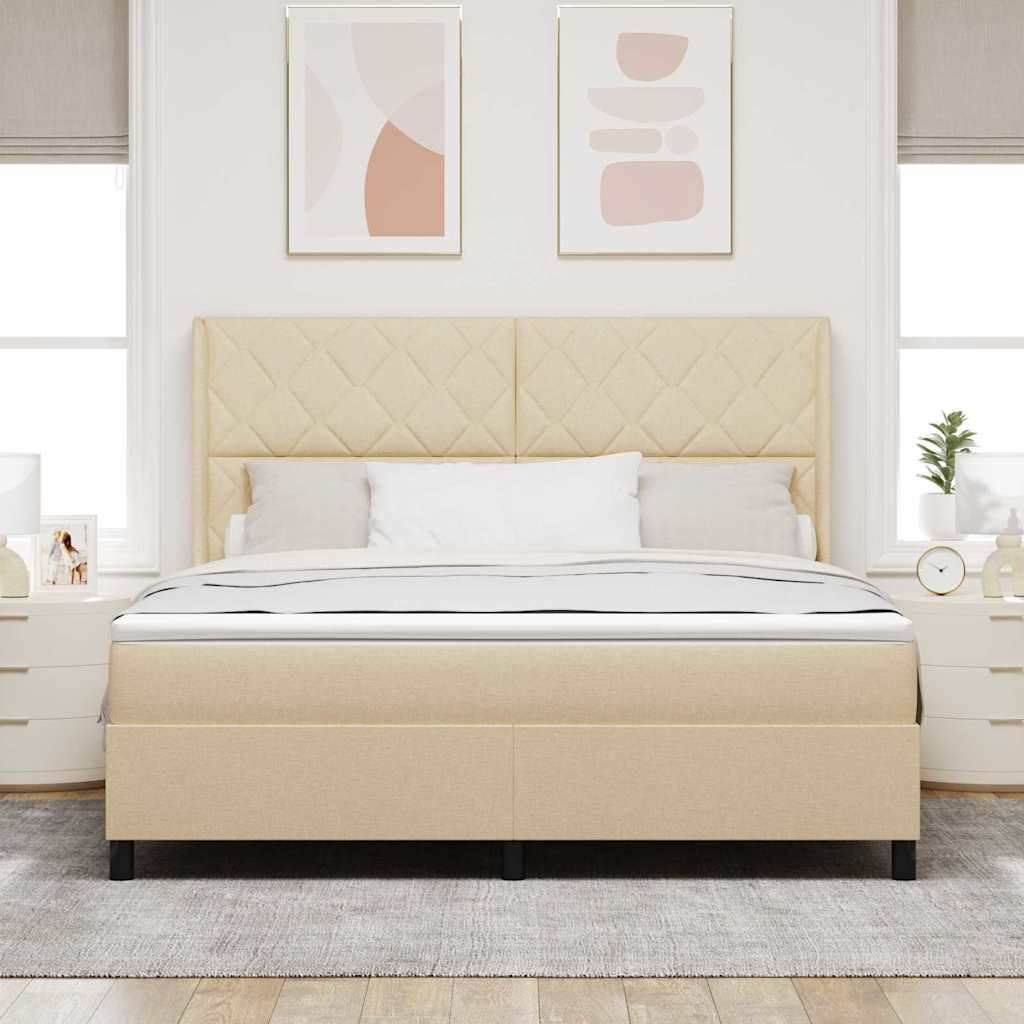 Boxspringbed met kussen met hoofdeinde Crème 200 x 180 cm Stof