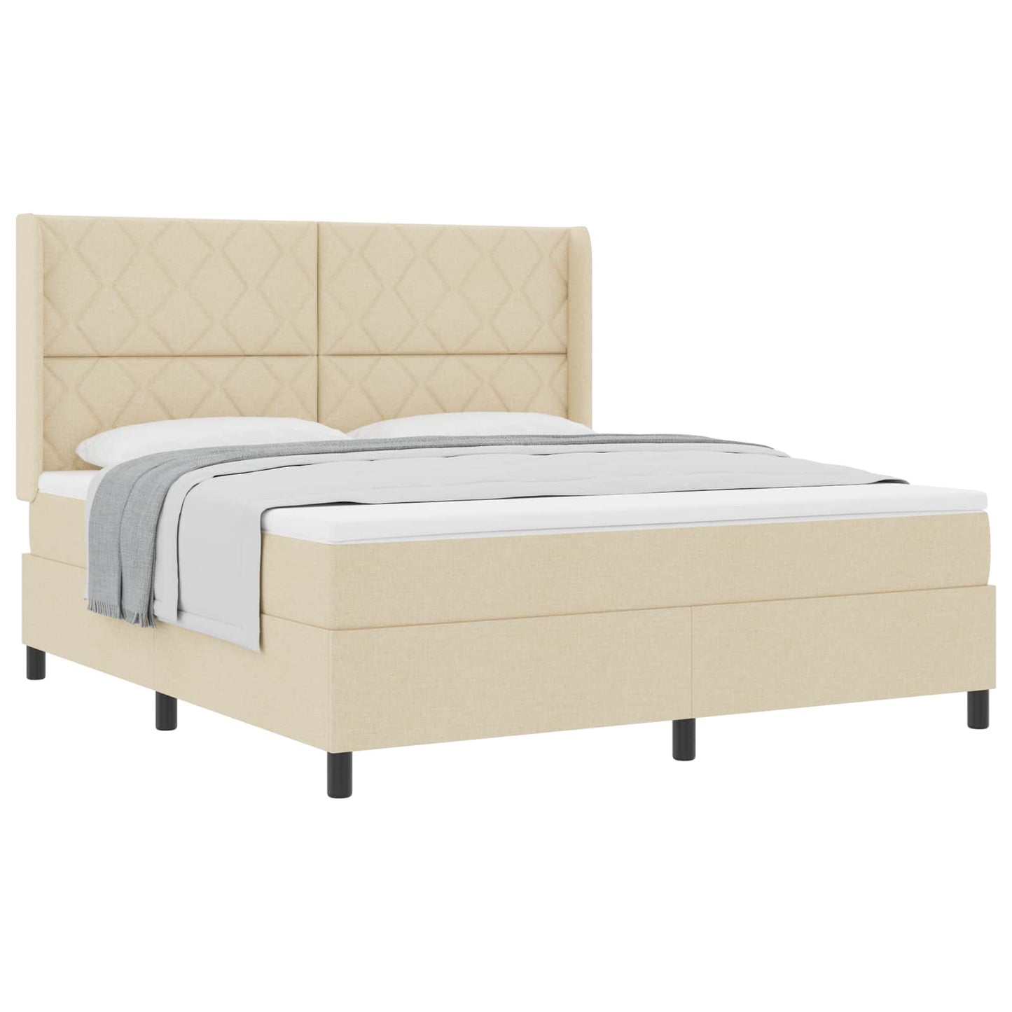 Boxspringbed met kussen met hoofdeinde Crème 200 x 180 cm Stof
