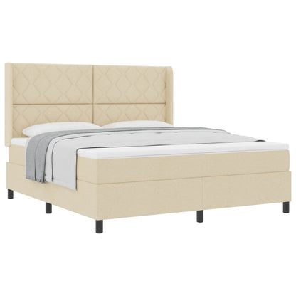 Boxspringbed met kussen met hoofdeinde Crème 200 x 180 cm Stof