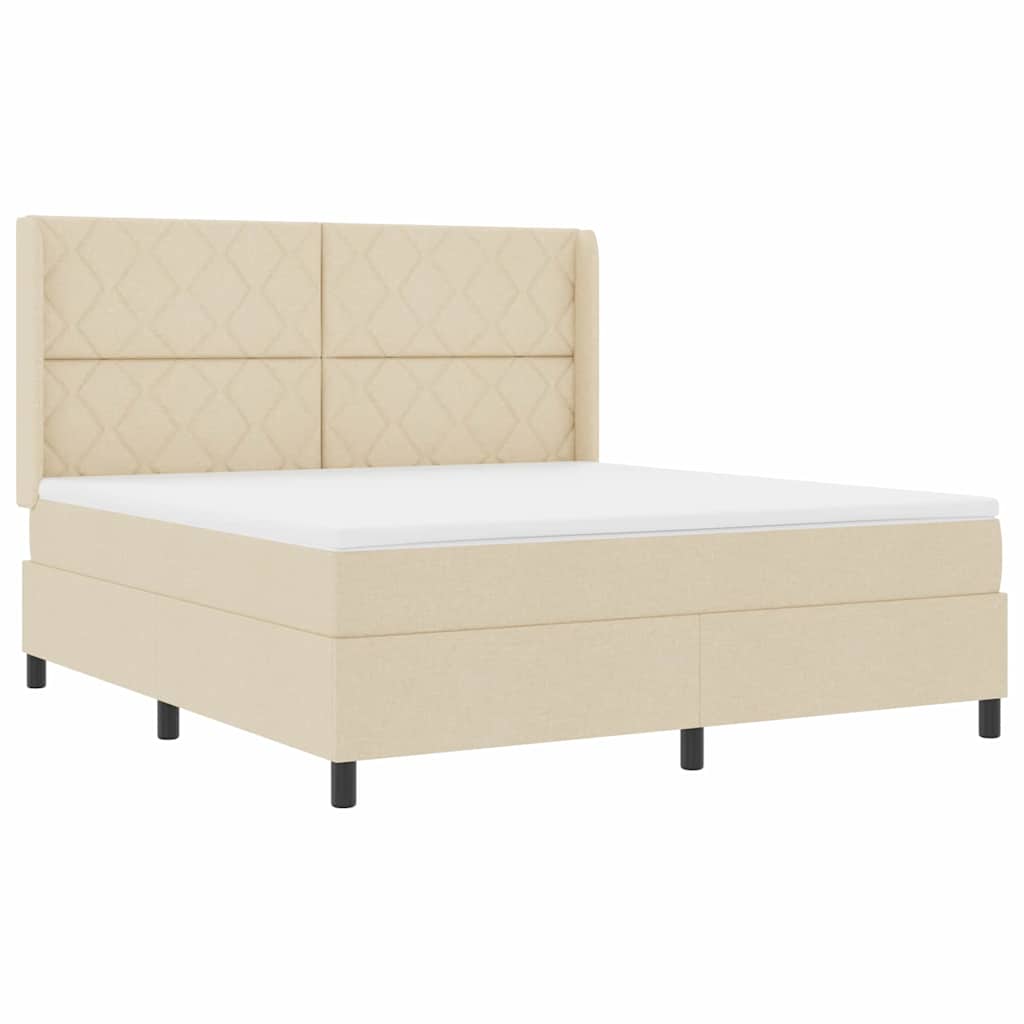 Boxspringbed met kussen met hoofdeinde Crème 200 x 180 cm Stof