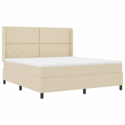 Boxspringbed met kussen met hoofdeinde Crème 200 x 180 cm Stof