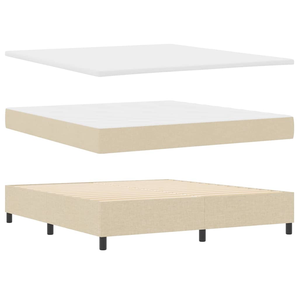 Boxspringbed met kussen met hoofdeinde Crème 200 x 180 cm Stof