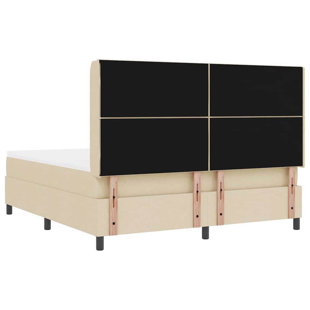 Boxspringbed met kussen met hoofdeinde Crème 200 x 180 cm Stof