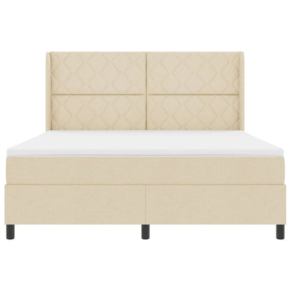 Boxspringbed met kussen met hoofdeinde Crème 200 x 180 cm Stof