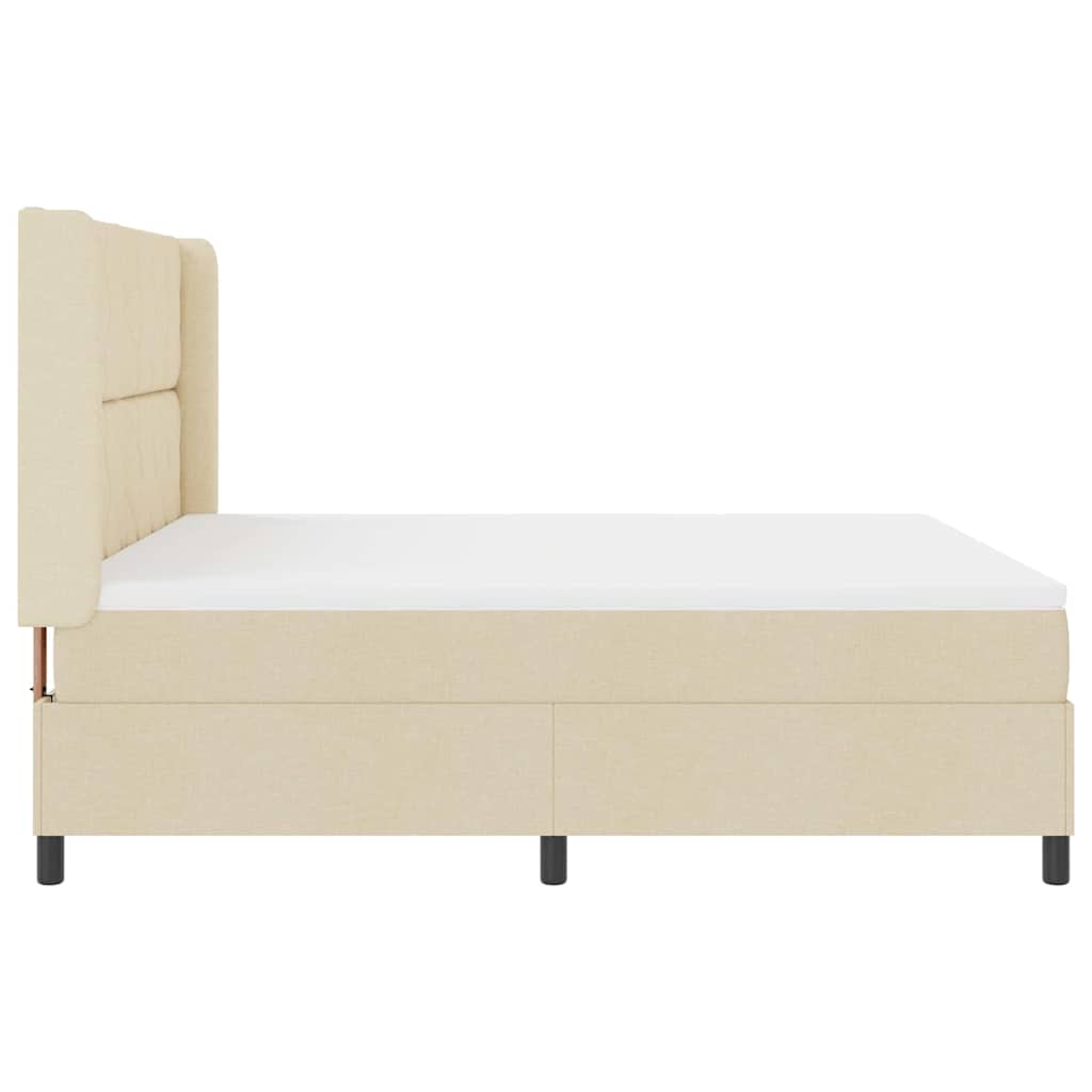 Boxspringbed met kussen met hoofdeinde Crème 200 x 180 cm Stof