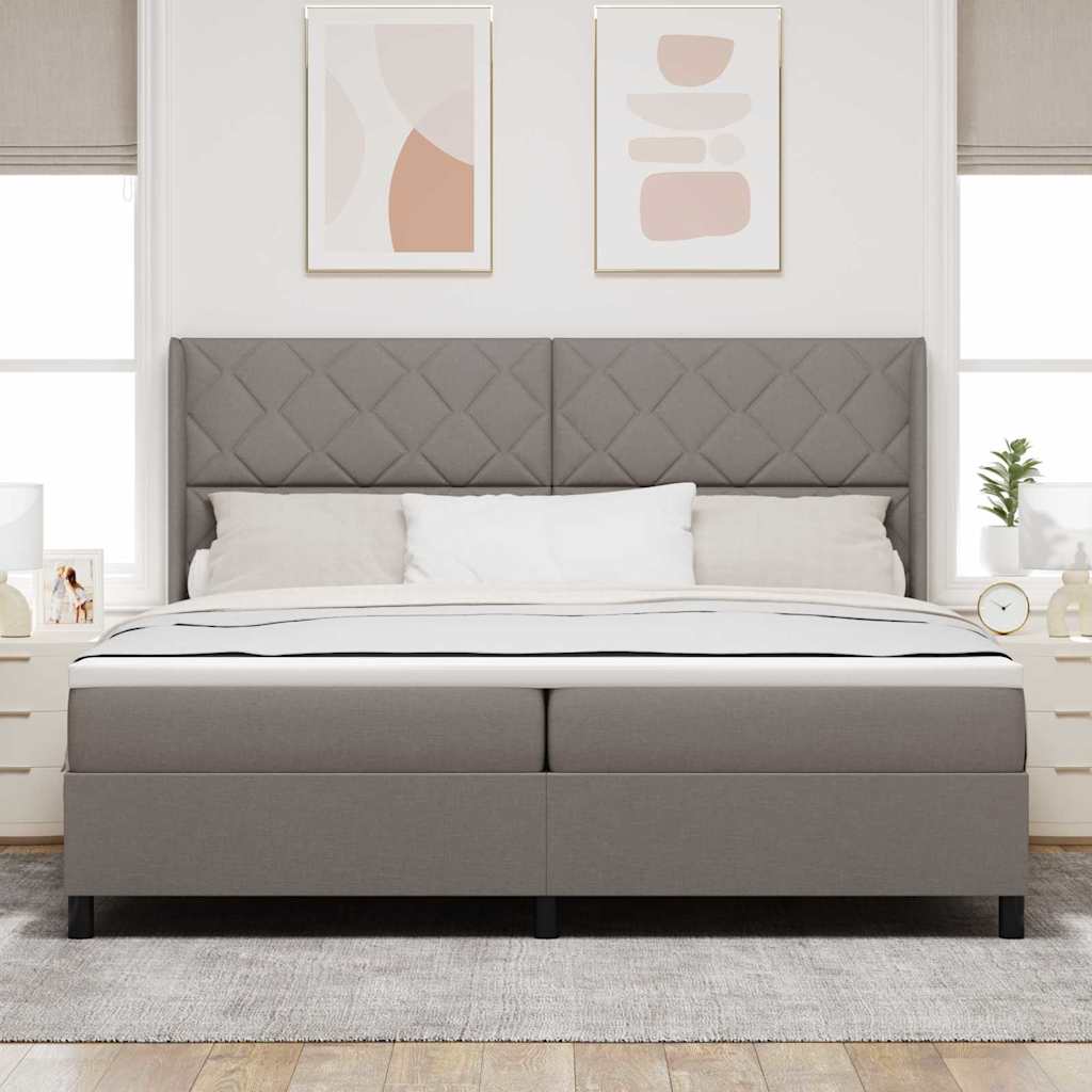 Boxspringbed met kussen met hoofdeinde Taupe 200 x 200 cm Stof