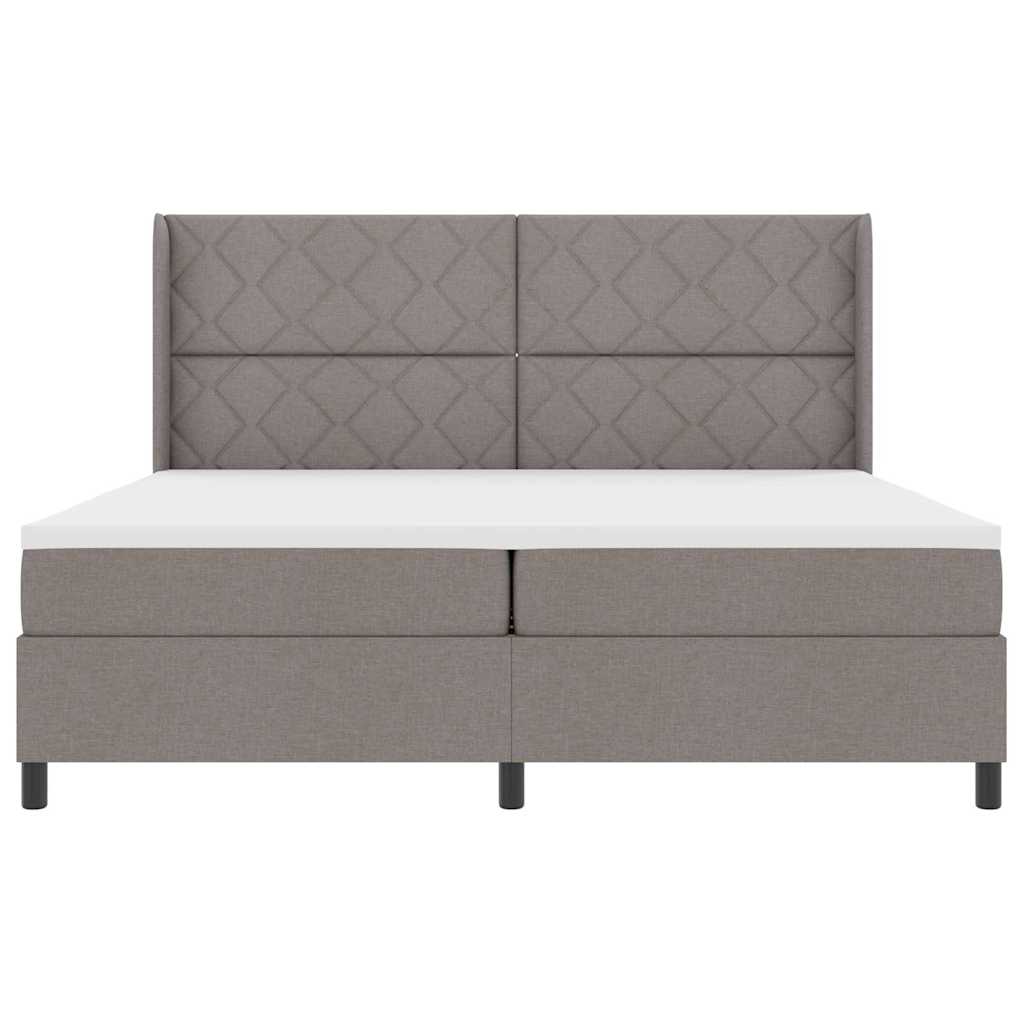 Boxspringbed met kussen met hoofdeinde Taupe 200 x 200 cm Stof