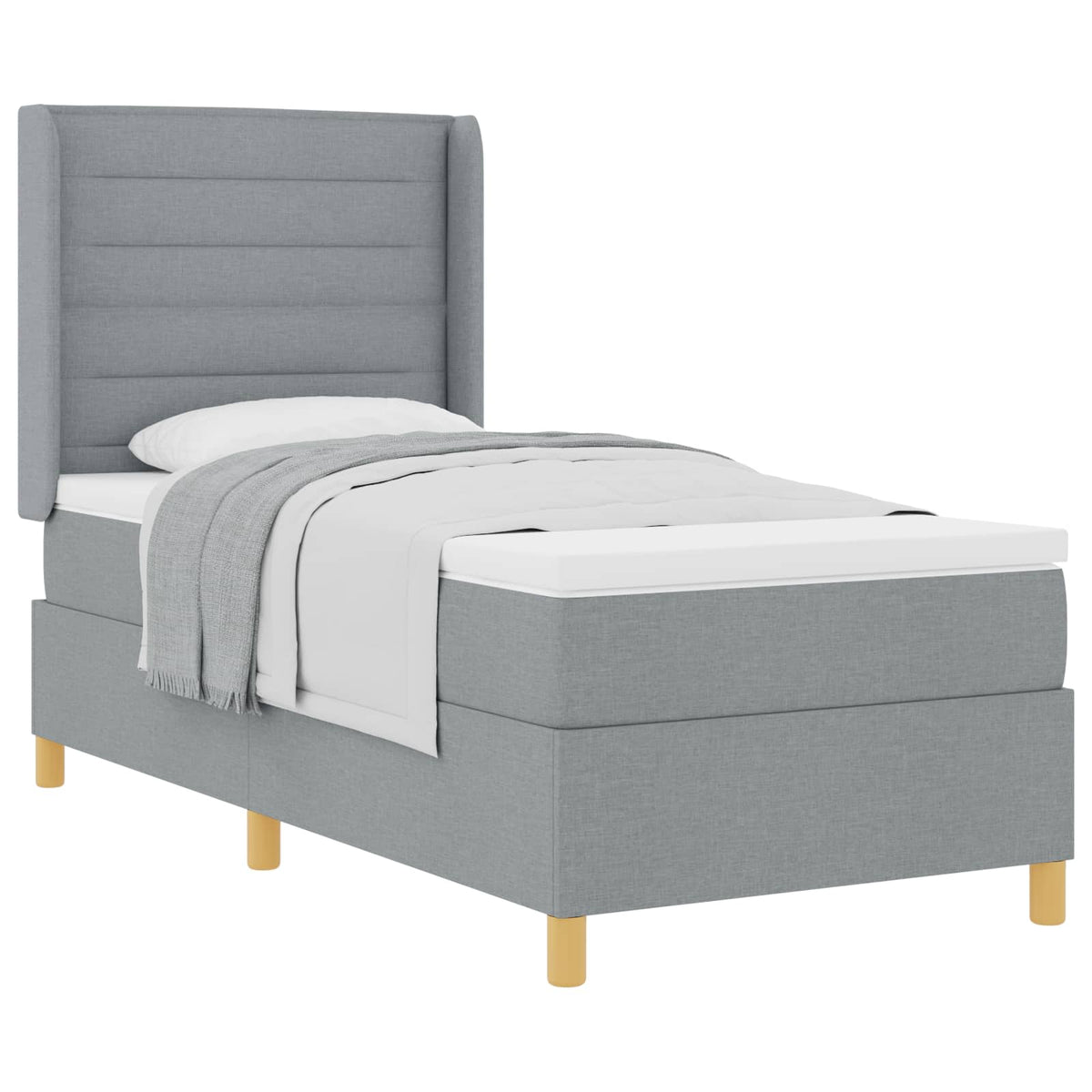 Boxspringbed met matras Lichtgrijs 90 x 200 cm Stof