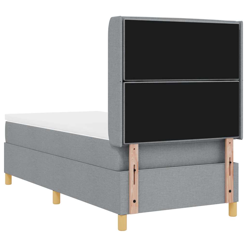 Boxspringbed met matras Lichtgrijs 90 x 200 cm Stof