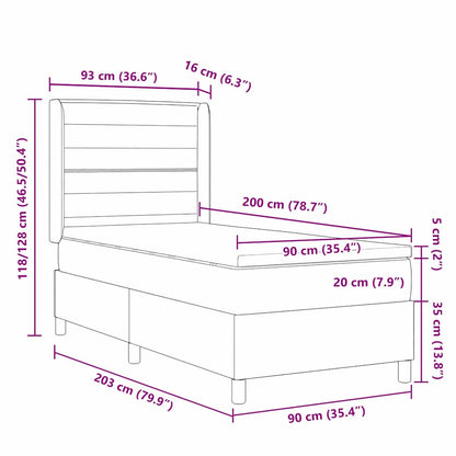 Boxspringbed met matras Lichtgrijs 90 x 200 cm Stof