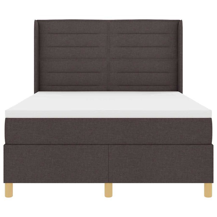 Boxspringbed met matras Donkerbruin 140 x 190 cm Stof