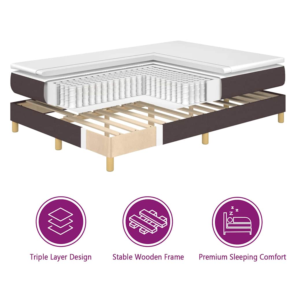 Boxspringbed met matras Donkerbruin 140 x 200 cm Stof