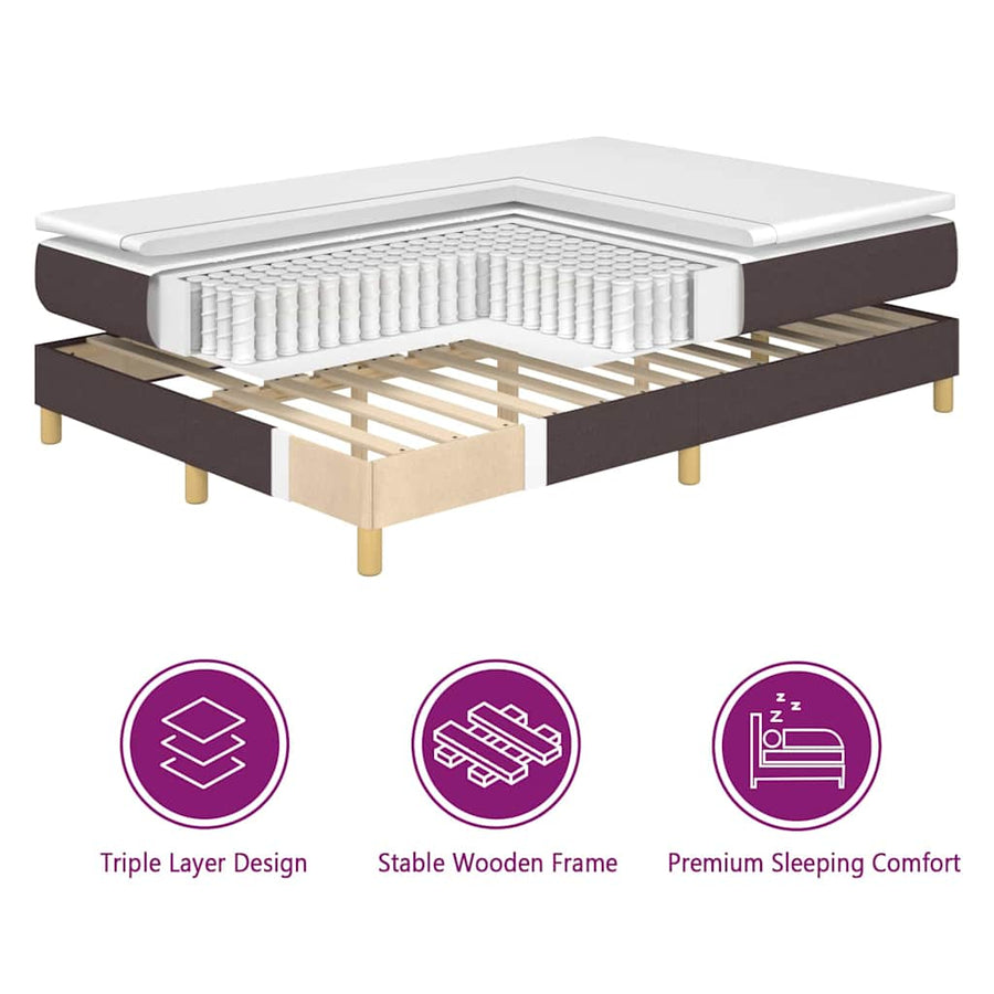 Boxspringbed met matras Donkerbruin 140 x 200 cm Stof