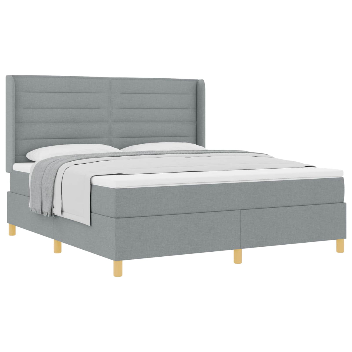 Boxspringbed met matras Lichtgrijs 180 x 200 cm Stof