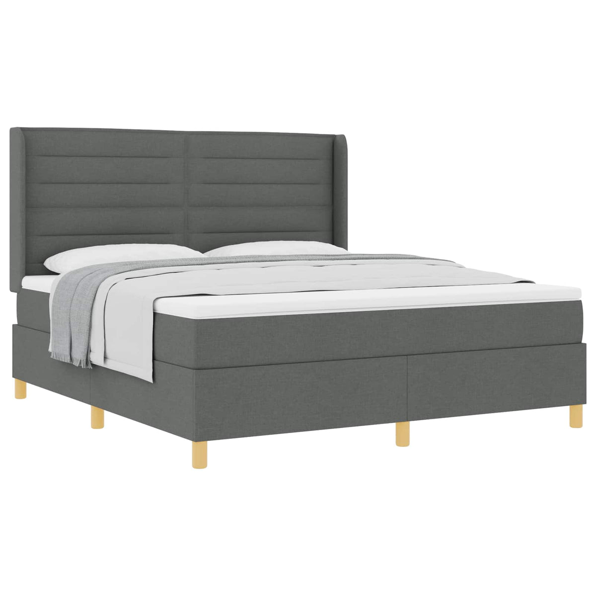 Boxspringbed met matras Donkergrijs 180 x 200 cm Stof