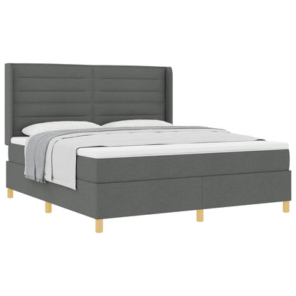 Boxspringbed met matras Donkergrijs 180 x 200 cm Stof