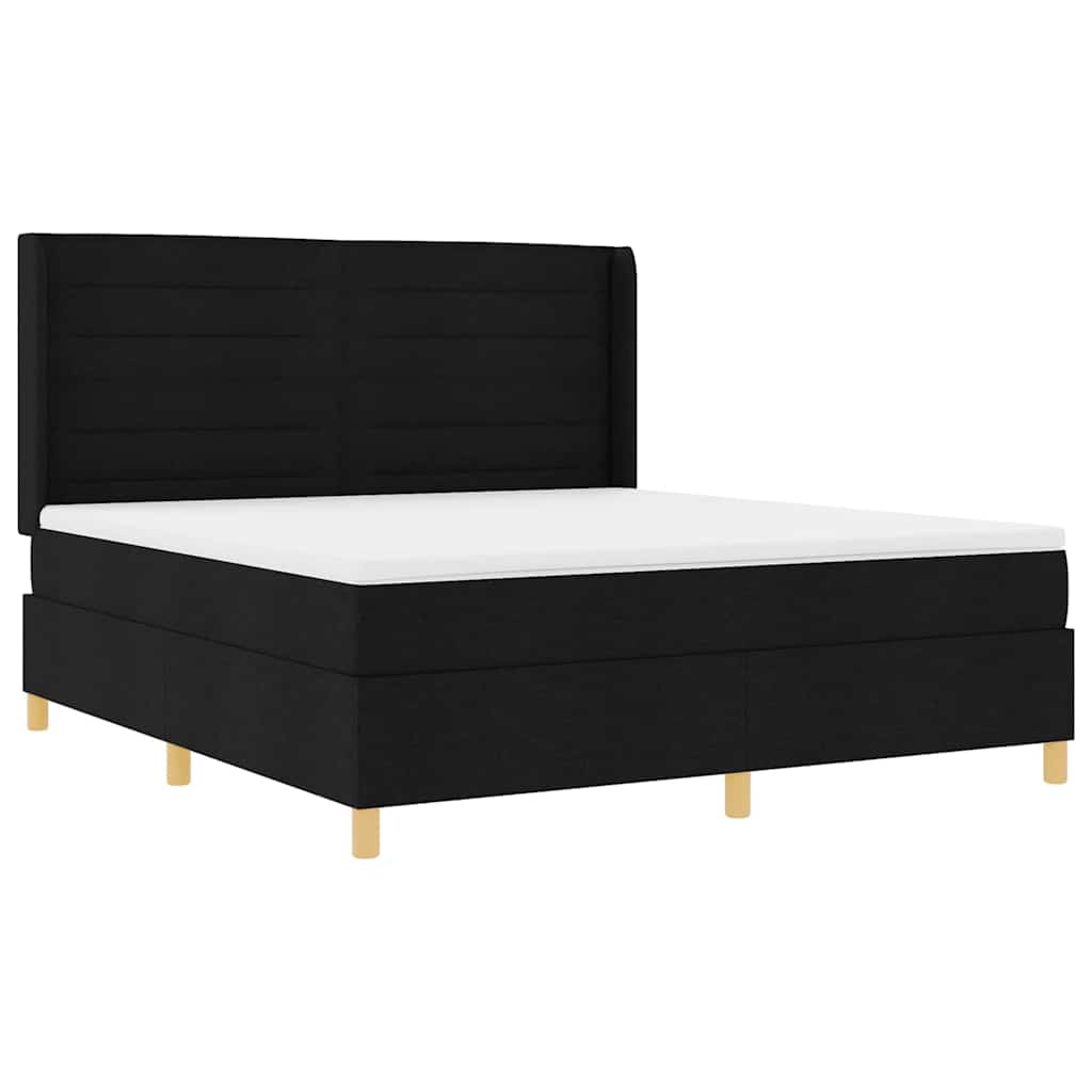 Boxspringbed met matras met hoofdeinde Zwart 180 x 200 cm Stof