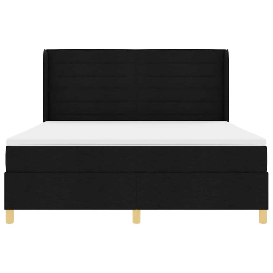 Boxspringbed met matras met hoofdeinde Zwart 180 x 200 cm Stof