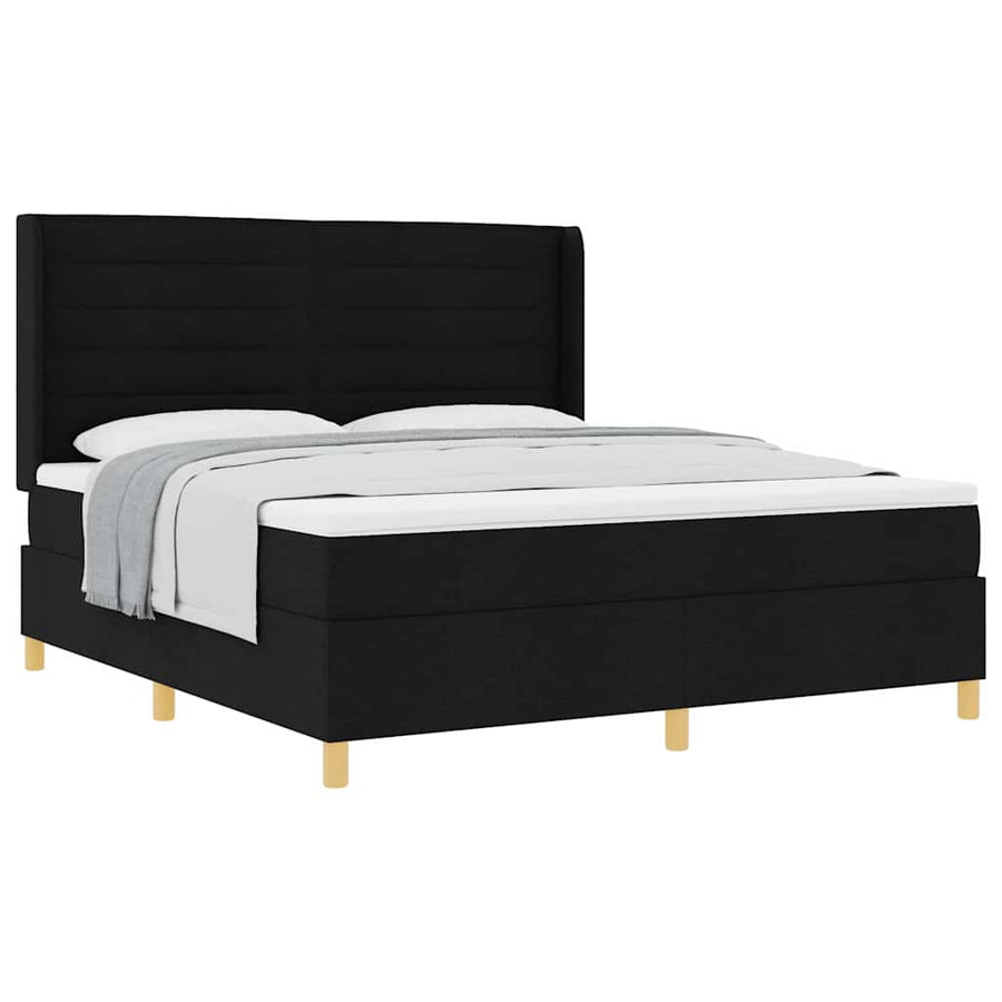 Boxspringbed met matras met hoofdeinde Zwart 180 x 200 cm Stof