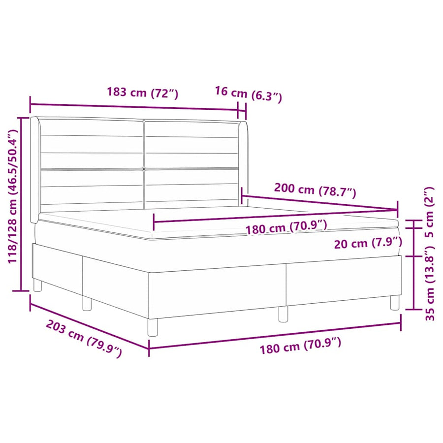 Boxspringbed met matras met hoofdeinde Zwart 180 x 200 cm Stof