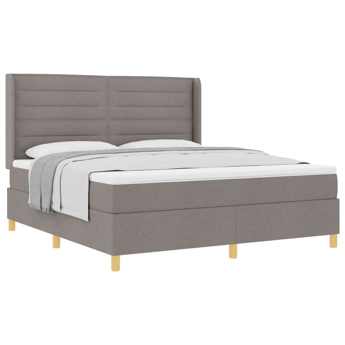 Boxspringbed met matras met hoofdeinde Taupe 180 x 200 cm Stof