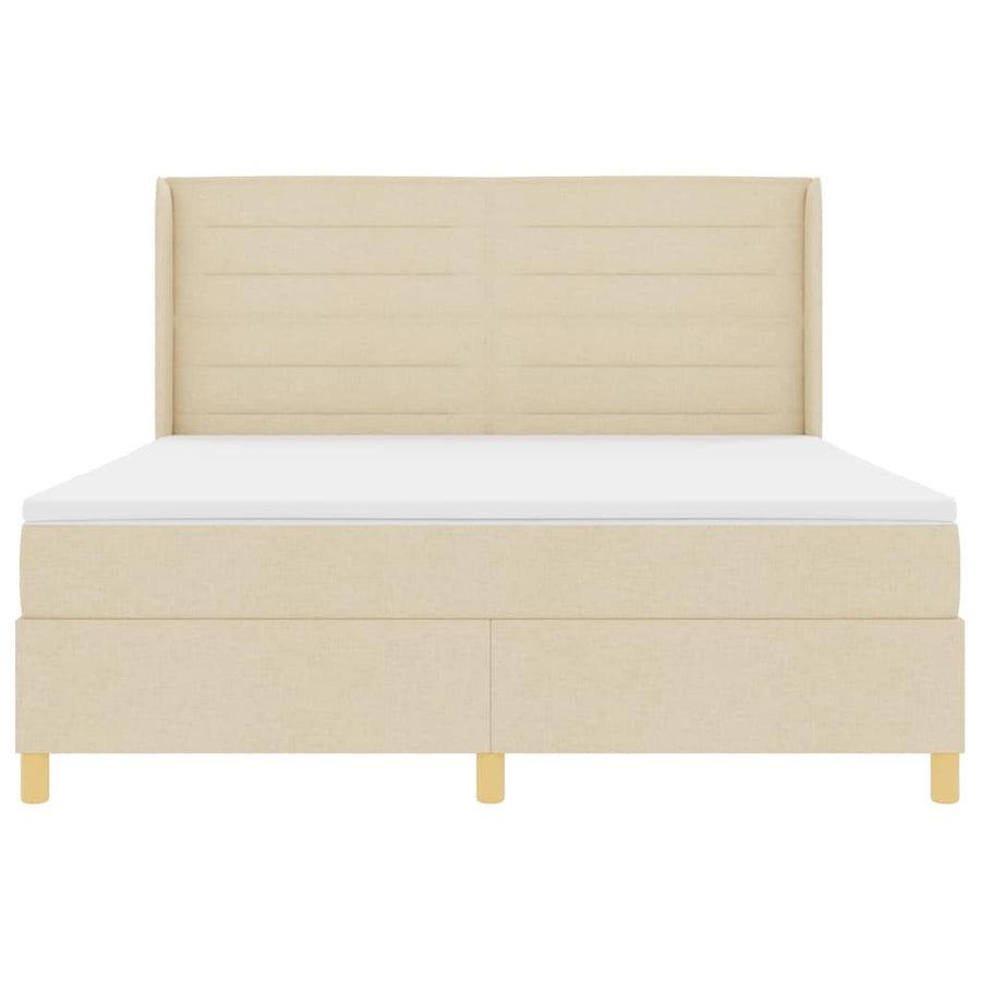 Boxspringbed met matras met hoofdeinde Crème 180 x 200 cm Stof