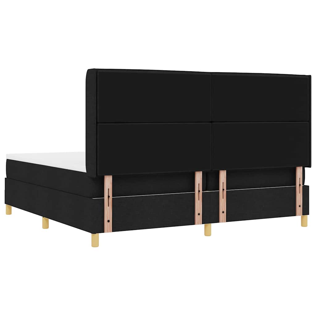 Boxspring bed met hoofdeinde Zwart 200 x 200 cm Stof