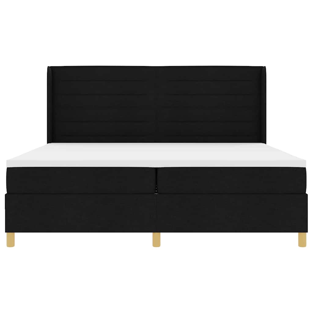 Boxspring bed met hoofdeinde Zwart 200 x 200 cm Stof