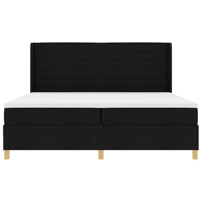 Boxspring bed met hoofdeinde Zwart 200 x 200 cm Stof