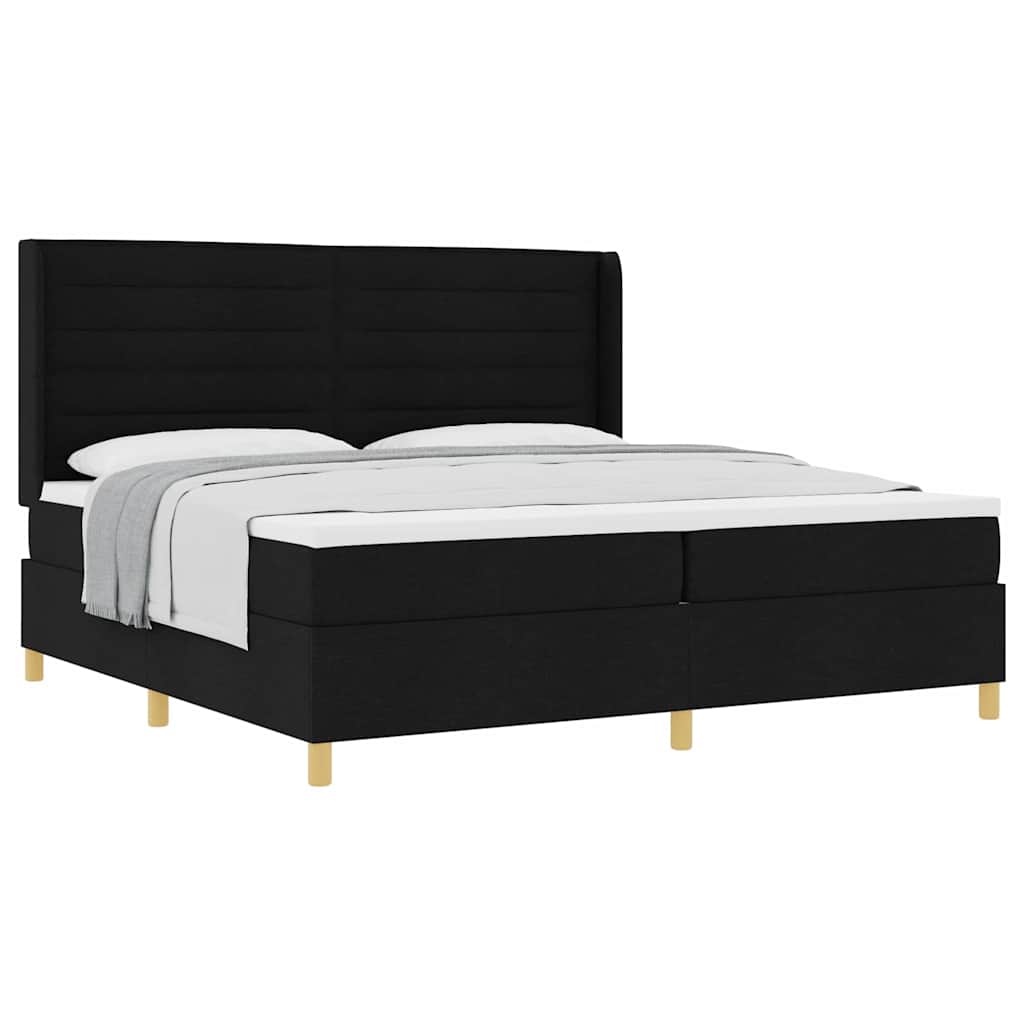Boxspring bed met hoofdeinde Zwart 200 x 200 cm Stof