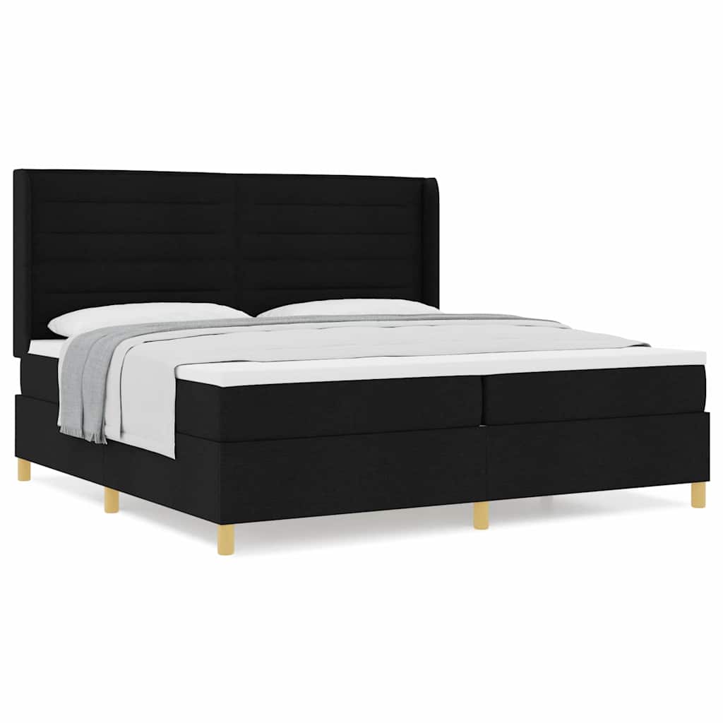 Boxspring bed met hoofdeinde Zwart 200 x 200 cm Stof