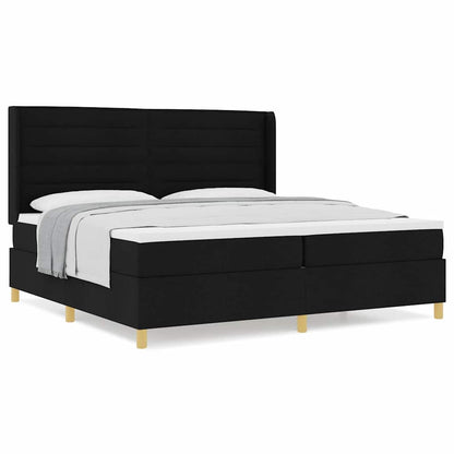 Boxspring bed met hoofdeinde Zwart 200 x 200 cm Stof
