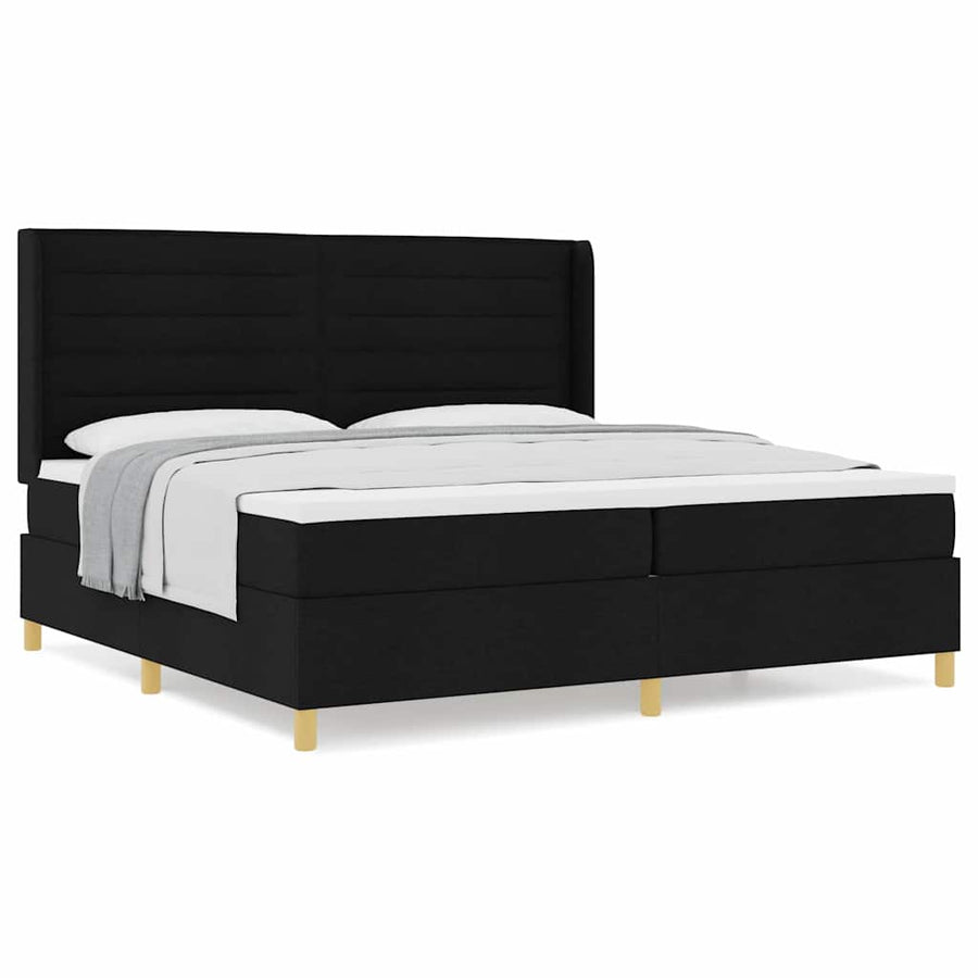Boxspring bed met hoofdeinde Zwart 200 x 200 cm Stof