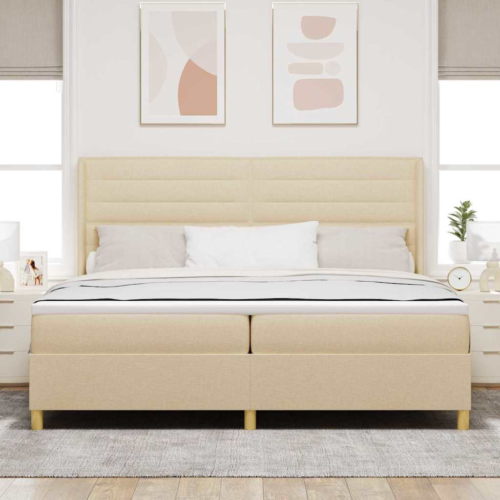 Boxspringbed met matras met hoofdeinde Crème 200 x 200 cm Stof