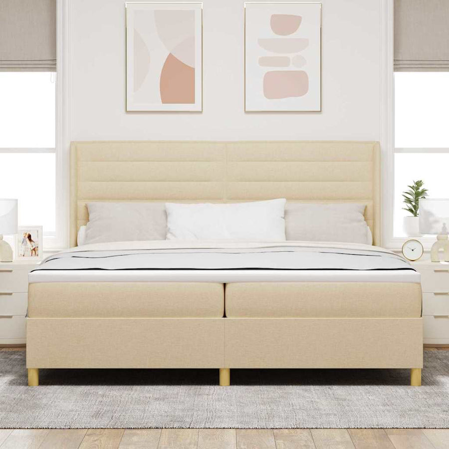 Boxspringbed met matras met hoofdeinde Crème 200 x 200 cm Stof