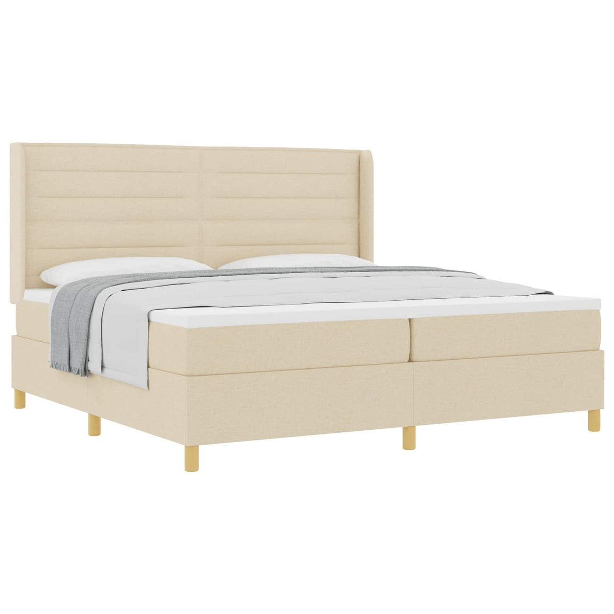 Boxspringbed met matras met hoofdeinde Crème 200 x 200 cm Stof