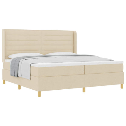 Boxspringbed met matras met hoofdeinde Crème 200 x 200 cm Stof
