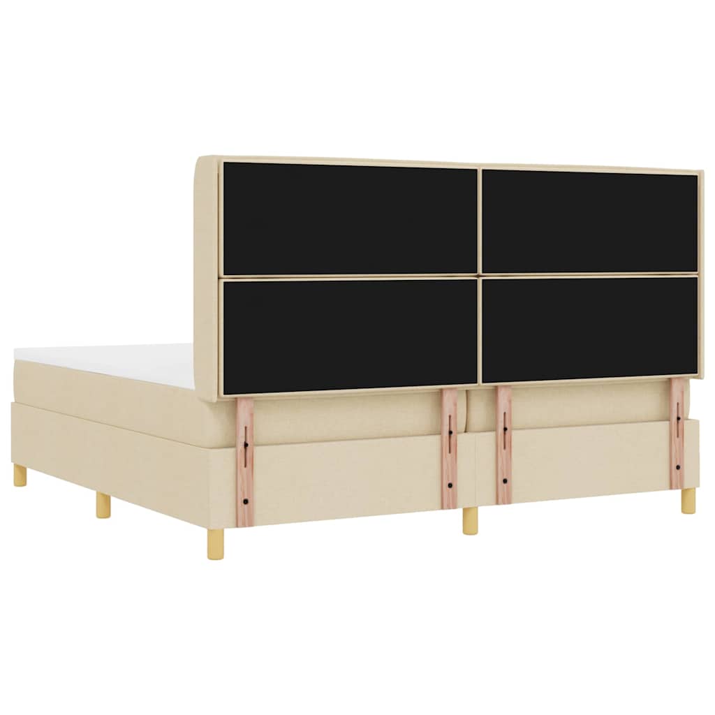 Boxspringbed met matras met hoofdeinde Crème 200 x 200 cm Stof