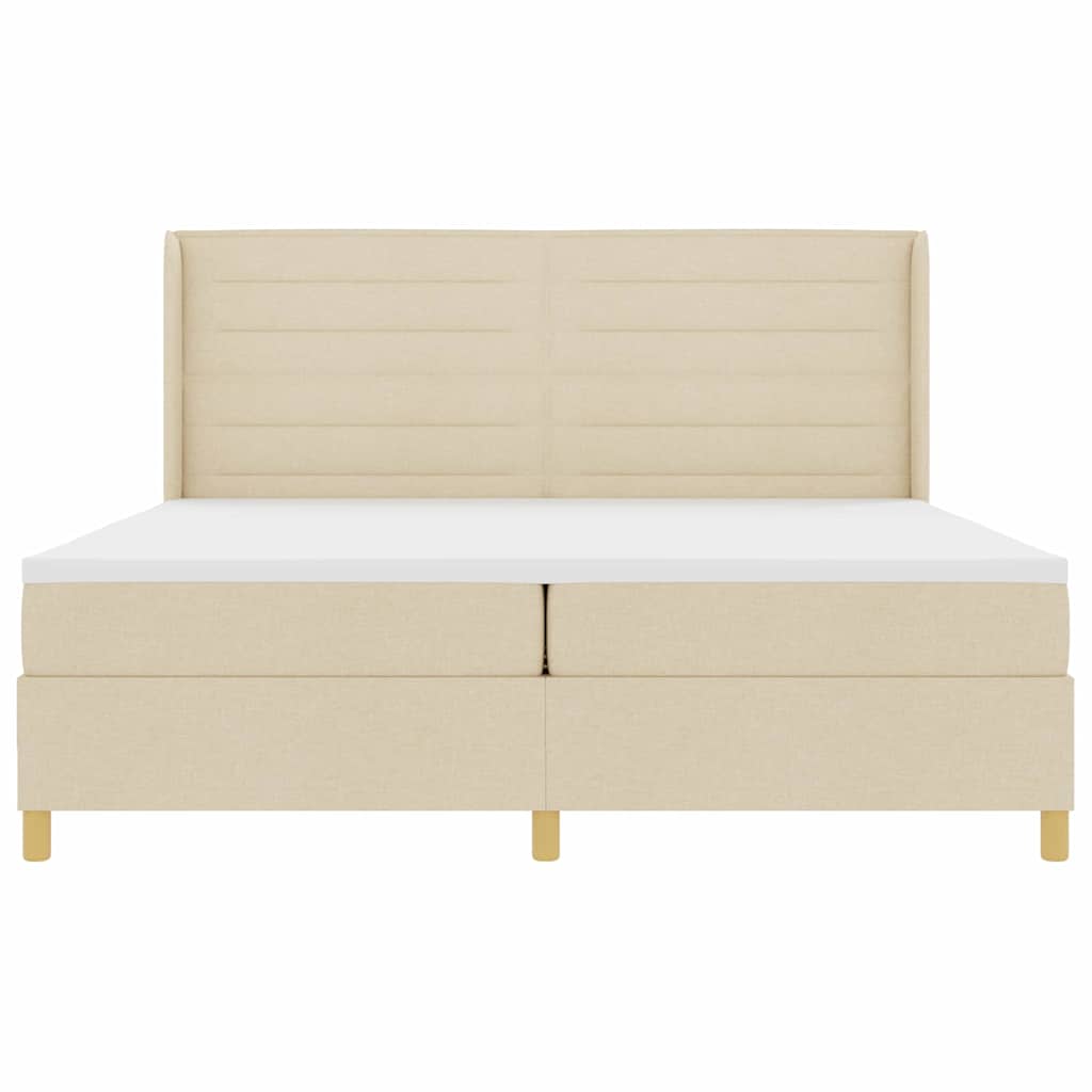 Boxspringbed met matras met hoofdeinde Crème 200 x 200 cm Stof