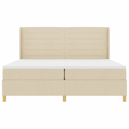 Boxspringbed met matras met hoofdeinde Crème 200 x 200 cm Stof