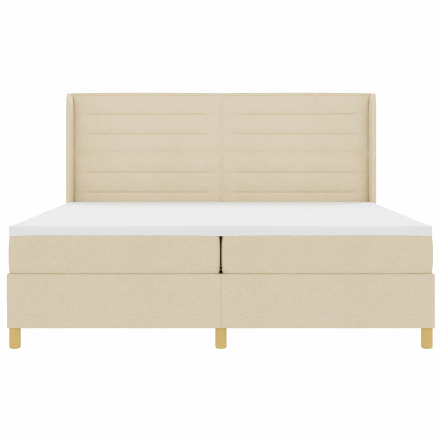 Boxspringbed met matras met hoofdeinde Crème 200 x 200 cm Stof